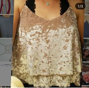 Crushed velvet spaghetti strap shirt